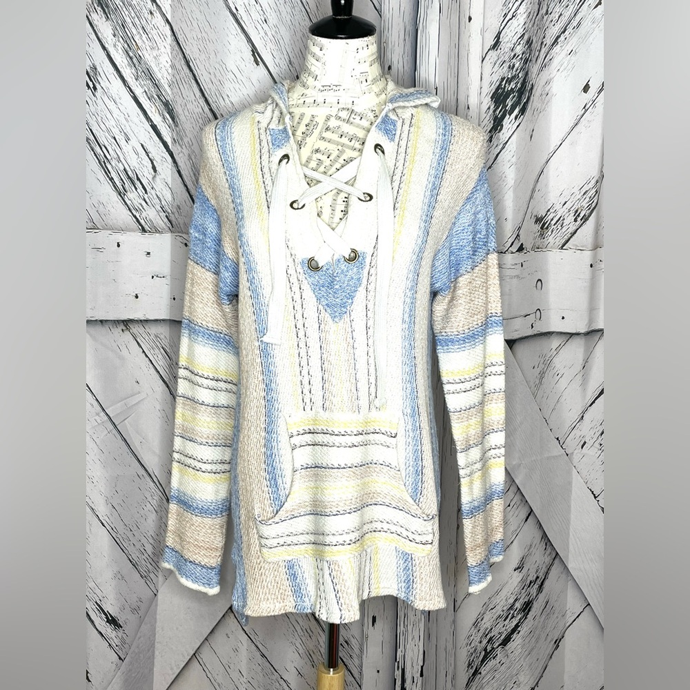 Vintage Havana Colorful Striped Woven Baja Beach Top Small